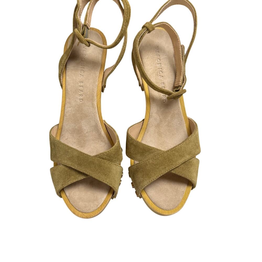 VERONICA BEARD Lamont Platform Ankle Stud Trim Strap Suede Sandal - Picture 3 of 7